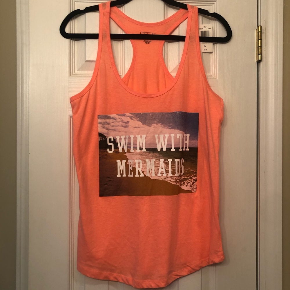 NWT Coral  Swim With Mermaids Graphic Tank- Lg